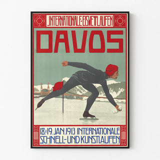 Vintage Poster Davos International Skating 1913