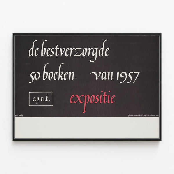 Poster Exhibition Well-Cared Books 1957 — framed artwork on a wall