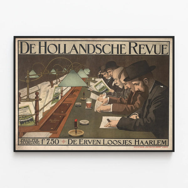 Vintage poster of De Hollandsche Revue retro wall decoration — framed artwork on a wall