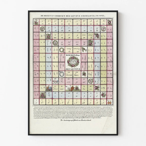 Vintage Poster Board Game De Rozen en Doornen Des Levens