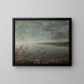 Hunting the swan - de Coninck — framed artwork on a wall