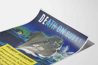Close view of Death on Subs!, ship DE-280 and yellow Navy dispatch