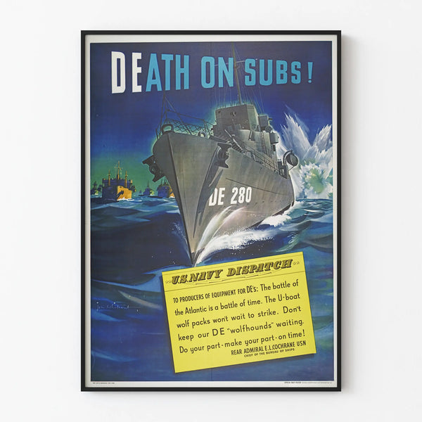 Vintage U.S. Navy Poster Submarine Detection DE 280
