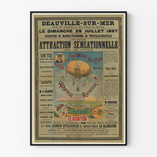 Vintage poster of Deauville-sur-Mer with sensational attraction 1897