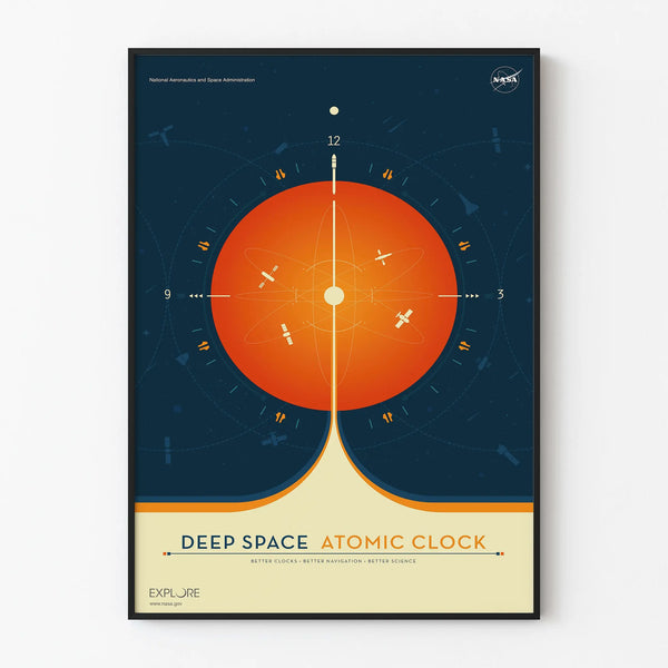 Decorative Poster Deep Space Atomic Clock - Space Theme Orange