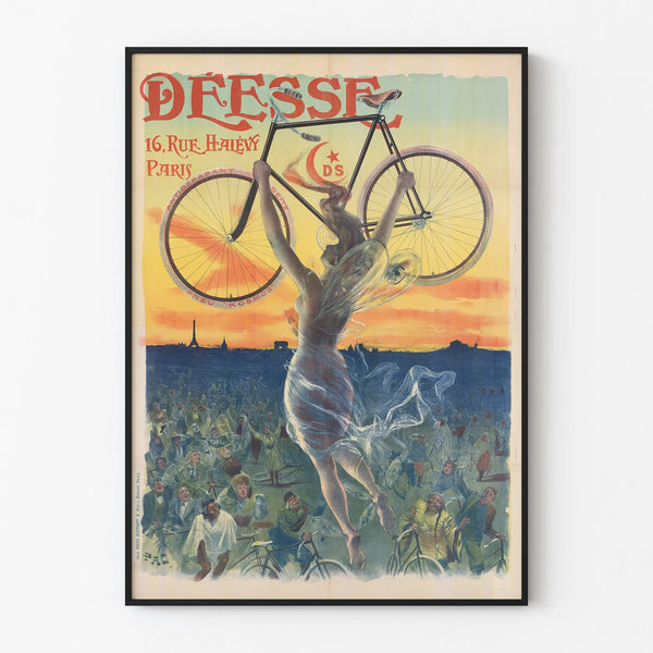 Vintage poster Goddess 16 Rue Halévy Paris - Retro bicycle wall decoration