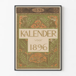 Calendar Poster 1896 with floral patterns