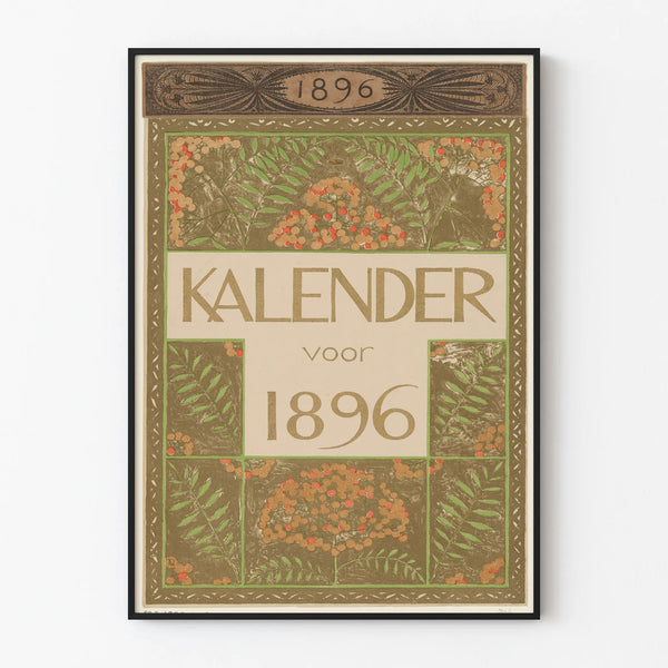 Calendar Poster 1896 with floral patterns