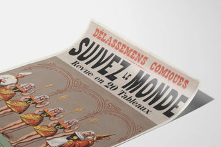 Vintage poster of comic delays Follow the world review in 20 tableaux