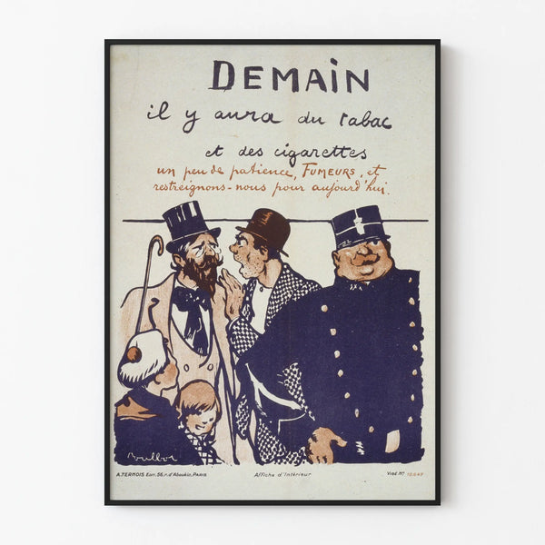 Vintage poster 'Tomorrow there will be tobacco and cigarettes' for wall decoration