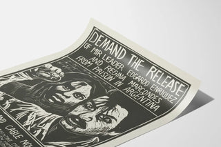 Vintage activist poster for the liberation of Edgardo Enriquez and Regina Marcondes