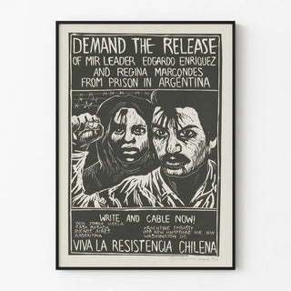 Vintage activist poster for the liberation of Edgardo Enriquez and Regina Marcondes