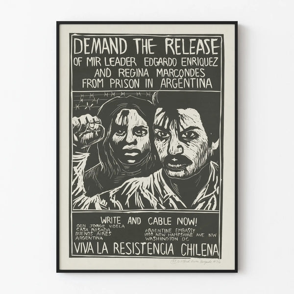 Vintage activist poster for the liberation of Edgardo Enriquez and Regina Marcondes