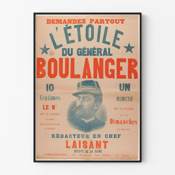 Vintage poster of General Boulanger's star - Retro wall decoration