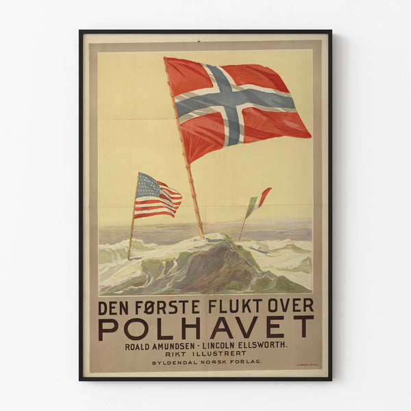 Vintage poster Den Første Flukt Over Polhavet - Historical wall decoration