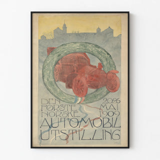 Vintage Poster for the First Norwegian Automobile Exhibition 1909