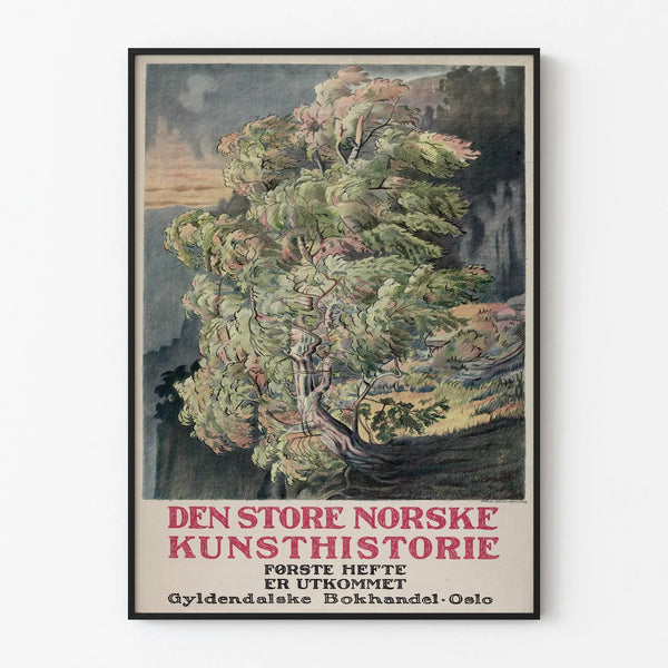 Vintage Poster Den Store Norske Kunsthistorie with Tree Illustration