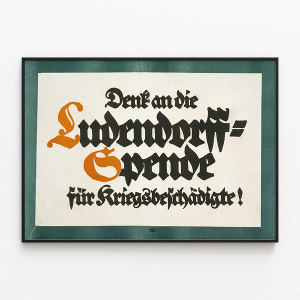 Vintage Ludendorff Poster - Typographic Wall Decoration — framed artwork on a wall