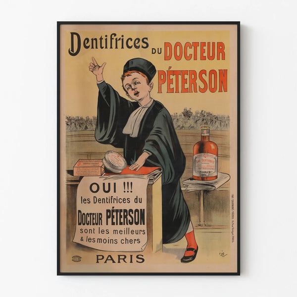Vintage poster of Dr. Péterson's Toothpastes for wall decoration