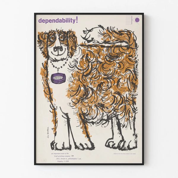 Vintage decorative poster Curly Dog "Dependability"