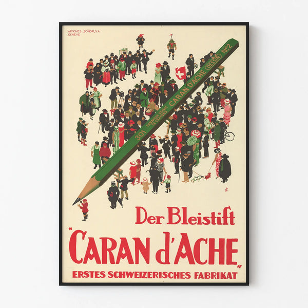Vintage Caran d'Ache Poster - Original Wall Decoration with Giant Pencil