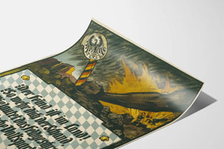 Vintage Bavarian poster with fist and imperial insignia
