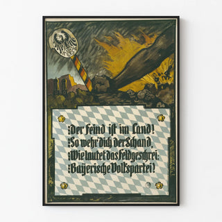 Vintage Bavarian poster with fist and imperial insignia