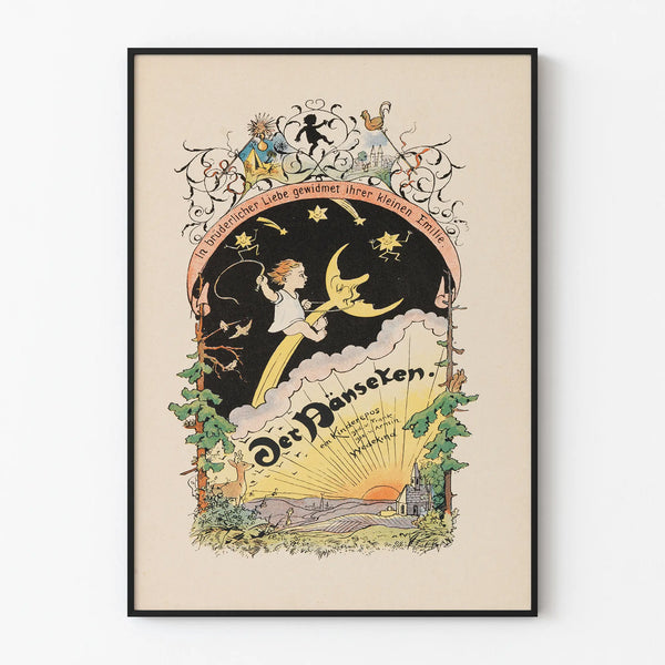 Vintage Decorative Poster Der Hänseken Child on the Moon