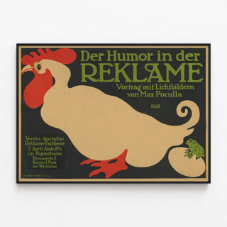Vintage humorous advertising poster by Julius Klinger — framed artwork on a wall