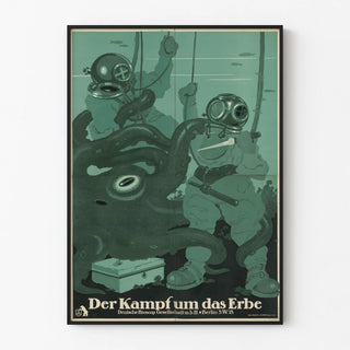 Vintage Poster of Scuba Diving and Octopus