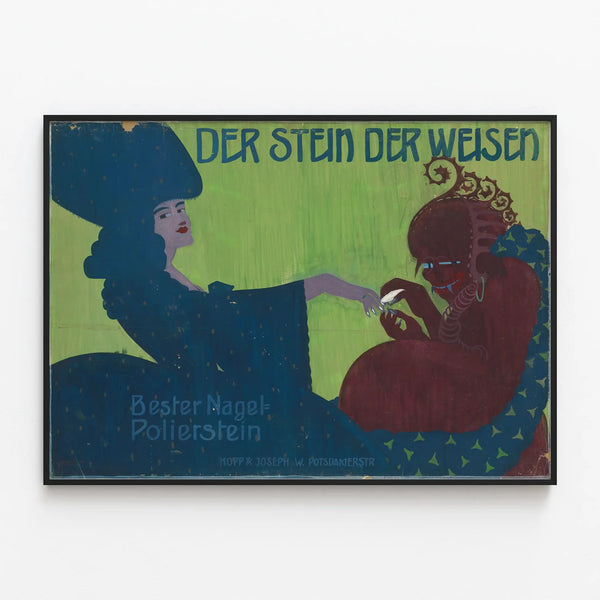 Vintage decorative poster of the Philosopher's Stone for wall decoration — framed artwork on a wall