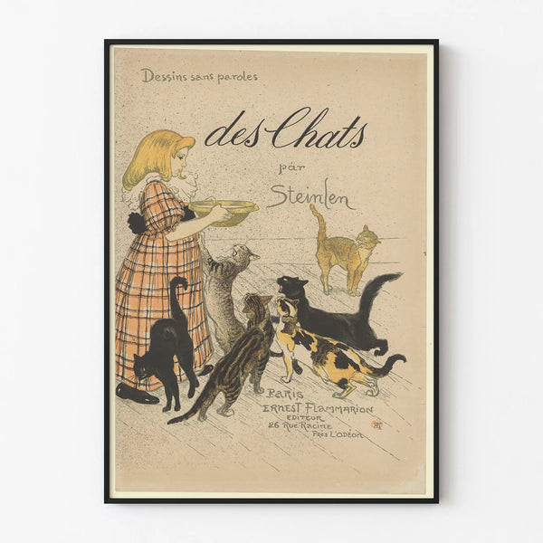 Vintage poster 'Des Chats' by Steinlen for wall decoration