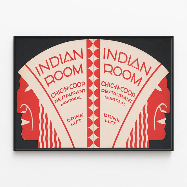 Vintage Indian Decorative Poster - Chic-N-Coop Restaurant Montreal — framed artwork on a wall