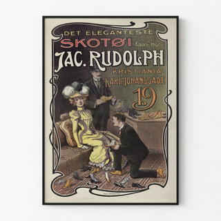 Elegant vintage poster for Jac. Rudolph shoe store