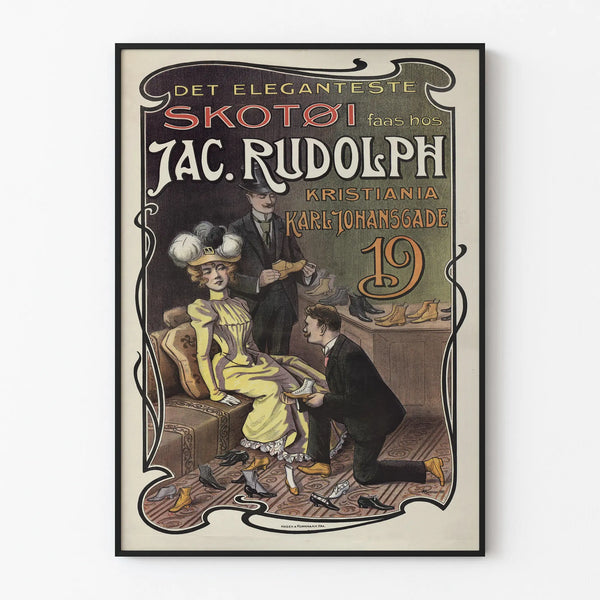 Elegant vintage poster for Jac. Rudolph shoe store