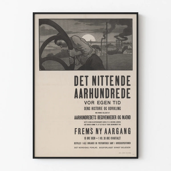 Vintage Danish industrial poster with worker and factory
