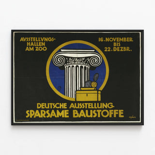 Vintage Poster for the German Materials Exhibition — framed artwork on a wall