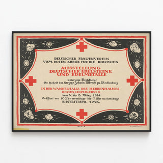 Vintage poster of German precious stones and precious metals exhibition — framed artwork on a wall