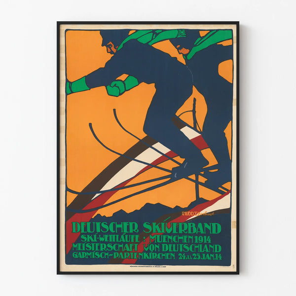 Vintage poster of skiers race Munich 1914 - Sporty wall decoration