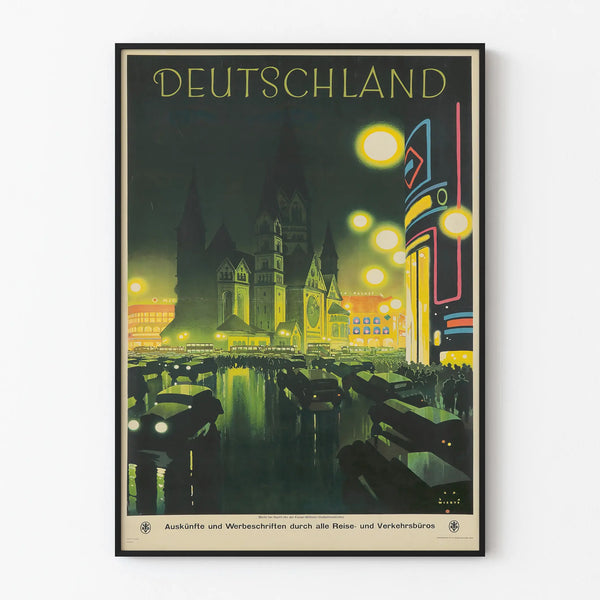 Vintage Germany Berlin Night Poster - Retro Wall Decoration