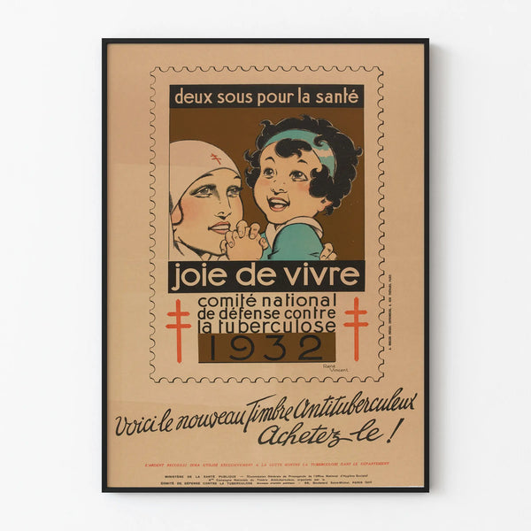 Vintage Poster Anti-Tuberculosis Stamp 1932 - Two Sous for Health