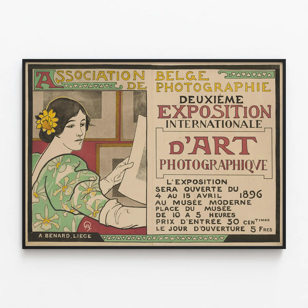 Vintage poster for the 1896 International Exhibition of Photographic Art — framed artwork on a wall