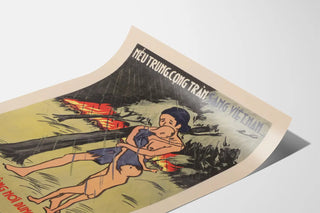 Vintage Vietnamese wall art poster - fight against communist invasion