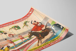 Vintage circus poster Barnum & Bailey, equestrian show and aerial acrobats — artwork view