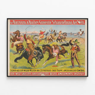 Vintage Barnum & Bailey Wild West Show Poster — framed artwork on a wall