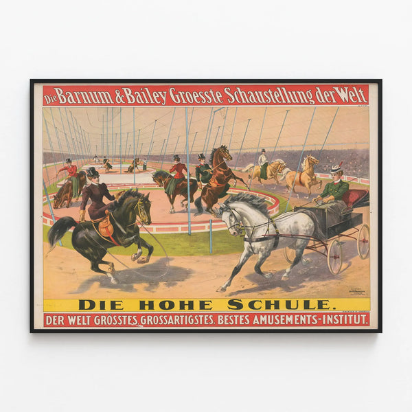 Vintage Barnum & Bailey Circus and Equestrian Poster – Wall Decoration — framed artwork on a wall