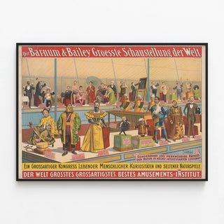 Vintage Barnum & Bailey Poster - Great World Exhibition of Human Curiosities — framed artwork on a wall