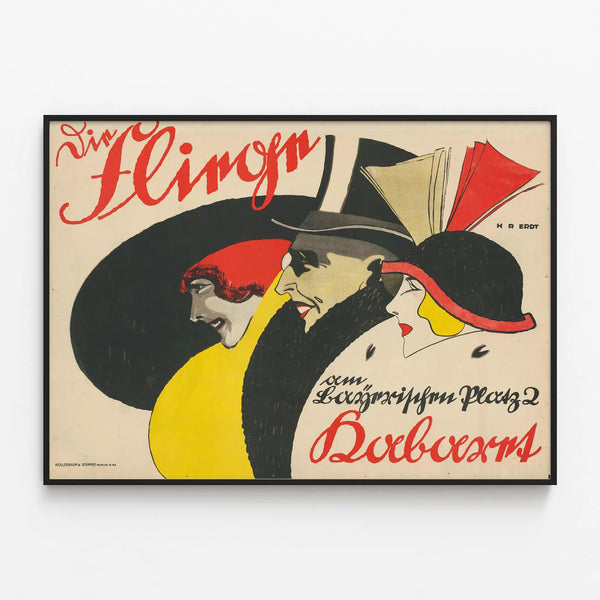 Vintage Poster Die Fliege at Bayerischer Platz 2 - Wall Decoration Cabaret — framed artwork on a wall