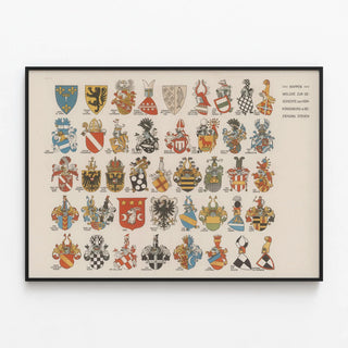 Heraldic Poster of the Historical Coats of Arms of Hohkönigsburg in Alsace — framed artwork on a wall