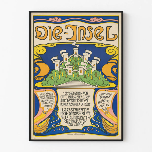 Vintage poster Die Insel style Art Nouveau